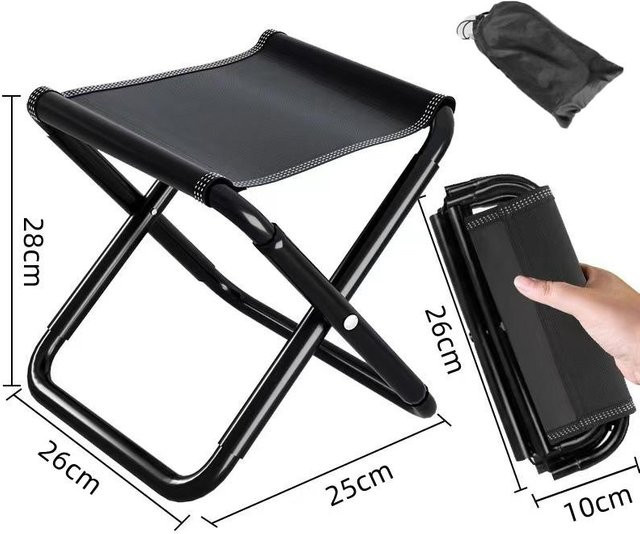 Binchi Outdoor Campingstuhl aus Metall, faltbarer und ultraleichter Klappstuhl in Schwarz - Bild 1