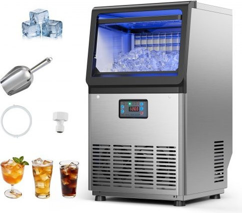 VEVOR Eismaschine für gewerbliche Nutzung, Edelstahl, Silber, 36 kg/24h mit 6 kg Speicherkapazität, mit LED-Display und Selbstreinigungsfunktion - Bild 1