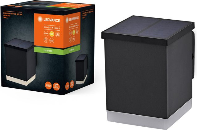 LEDVANCE ENDURA STYLE SOLAR QUADRO Außenwandleuchte LED Solar Grau 0,5W 50lm IP44 - Bild 1