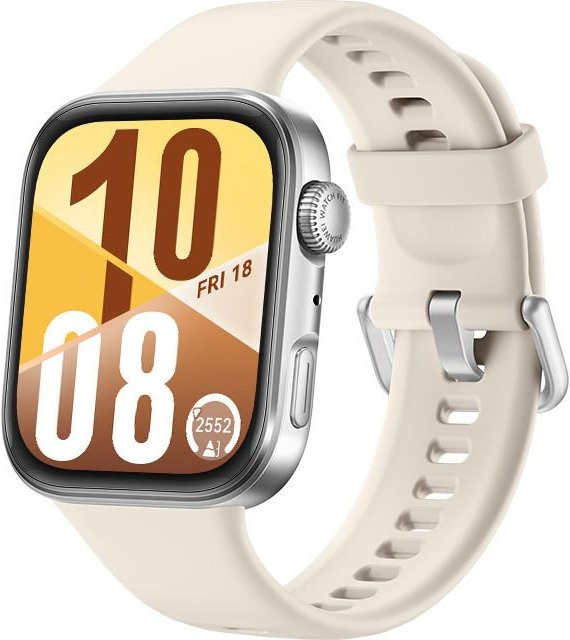 Huawei Smartwatch, silbernes Gehäuse, weißes Silikonarmband, Unisex - Bild 1