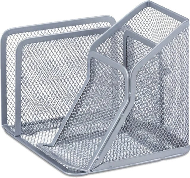 Relaxdays Schreibtischorganizer aus Metall mit Briefständer in Silber, B/T/H: 15 x 13,5 x 13 cm - Bild 1