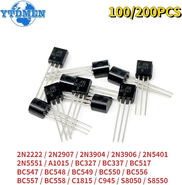 YTDMEN Transistor Set mit NPN und PNP Modellen wie BC327 BC547 BC548 C1815 C945 S8050 S8550 2N2222 2N2907 2N5401 2N5551 A1015 im TO-92 Gehäuse, Farbe: Schwarz - Bild 1
