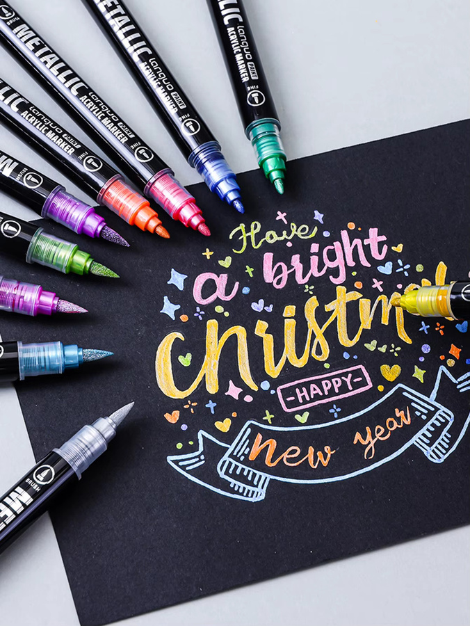 Languo Metallic Acryl Marker Set M750 mit Dual Tip und Brush Spitze in Multicolour für DIY Graffiti und Schule - Bild 5