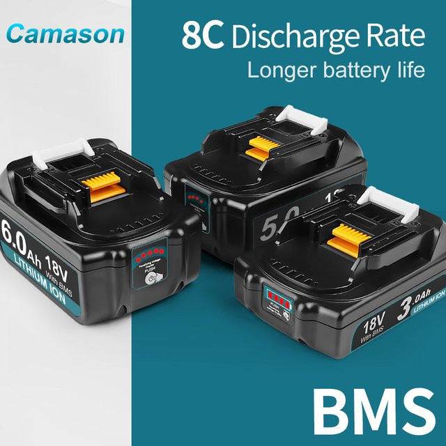 Camason 18 V Li-Ionen-Akku für Makita Elektrowerkzeuge BL1860 BL1850 in Schwarz - Bild 1