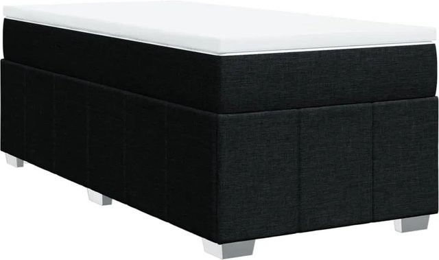 vidaXL Boxspringbett Hybrid mit Matratze und Taschenfederkern, Schwarz, B/T/H: 80 x 200 x 46 cm - Bild 1