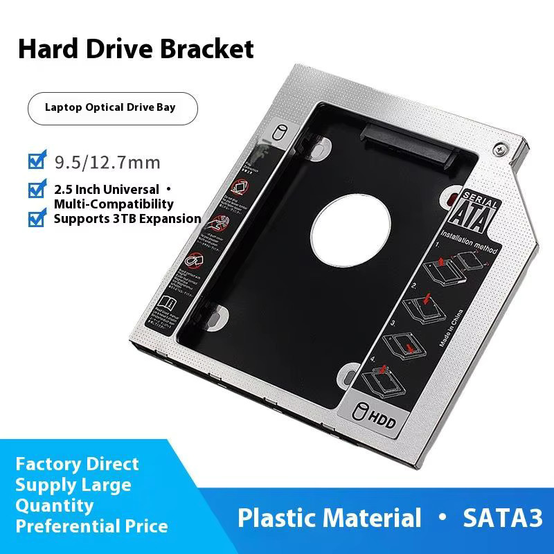 JTZTF HDD-Caddy-Set für 2,5-Zoll-SSD und CD-DVD-Laufwerke, SATA 3.0, für 9,5 mm und 12,7 mm Optibay, aus Kunststoff und Aluminium - Bild 2
