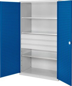 Kappes Großvolumenschrank RasterPlan in Grau mit Lochplatten-Türausstattung und Schloss, B/T/H: 113 x 59 x 195 cm - Bild 1