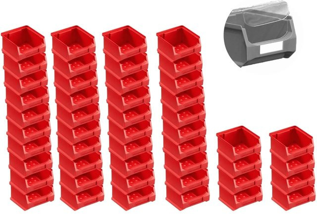 PROREGAL SuperSparSet 48 Stück Sichtlagerboxen mit Abdeckung, Farbe: Rot, H x B x T: 6 x 10 x 10 cm - Bild 1