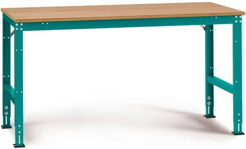 Manuflex Arbeits-Grundtisch UNIVERSAL Standard mit Multiplexplatte, Wasserblau, B/T/H: 150 x 80 x 76-87 cm - Bild 1