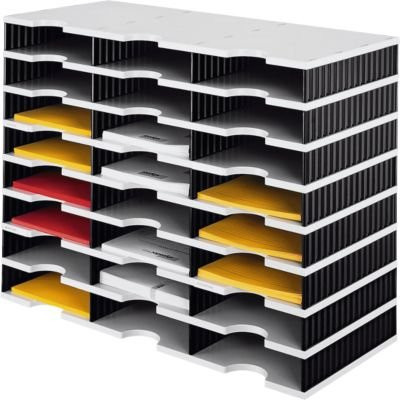 styro Sortierstation styrodoc Standard SET DIN C4 in Grau und Schwarz mit 8 Etagen und 24 Fächern - Bild 1