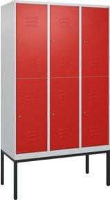 C+P Doppelstock-Spind Classic PLUS Gestell mit 3 Abteilen, Verkehrsrot, H x B x T: 212 x 120 x 50 cm - Bild 1