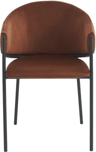 Pascal Morabito Ordida Stuhl aus Samt und Metall in Terracotta mit Armlehnen, Höhe: 53 cm - Bild 1