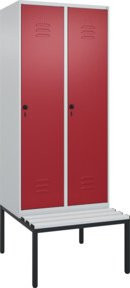 C+P Spind Classic PLUS Garderobenspind mit Sitzbank, 2 Abteile, Lichtgrau, B/T/H: 212 x 80 x 81,5 cm - Bild 1