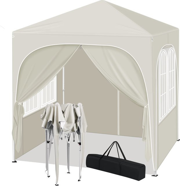 WOLTU Klappbarer Gartenpavillon Pop-up-Pavillon mit Seitenwänden in Beige, B/T: 200 x 200 cm - Bild 1
