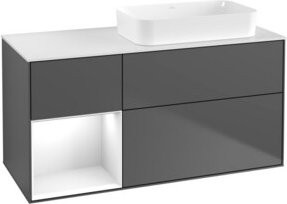 V&B Waschtischunterschrank Finion mit Wandbeleuchtung, Anthrazit lackiert, B/T: 120 x 60 cm - Bild 1