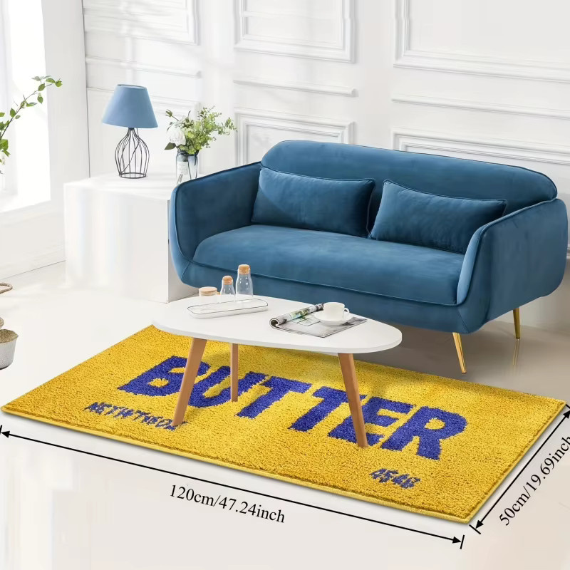 VIKAMA Teppich in Butter-Design, gelb, rechteckig, rutschfest und weich für Wohnzimmer und Schlafzimmer - Bild 4