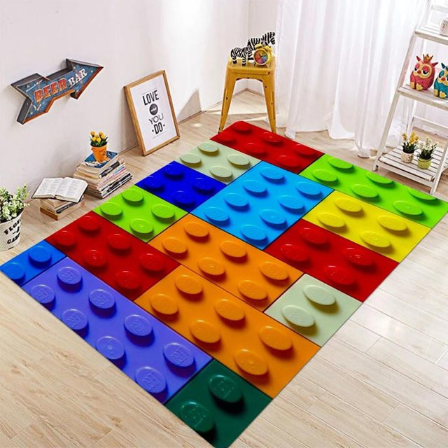 Karpetti 3D Baustein Teppich in Multicolour, moderner abstrakter Design-Bodenmatte für Wohnzimmer und Badezimmer, rutschfest und waschbar, B/T: 90 x 60 cm - Bild 1