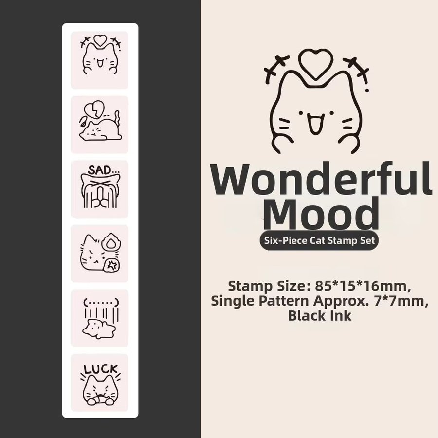 Good Mood Serie Katzenform Selbststempel mit 6 Linien in Weiß für Scrapbooking und Tagebuch - Bild 2