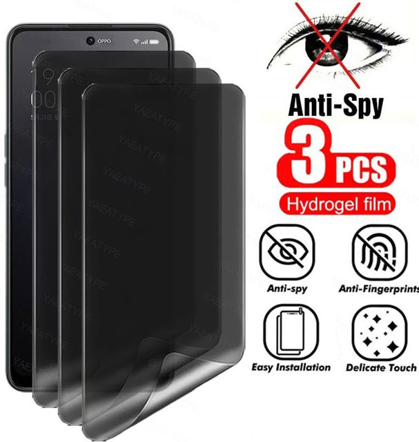 3er Pack Realme Anti-Spionage Hydrogel-Schutzfolie mit Datenschutzfunktion für Realme 13 14 Pro Plus 5G 14T 14x 15Pro 15 Pro Lite 4G 5G in Transparent - Bild 1