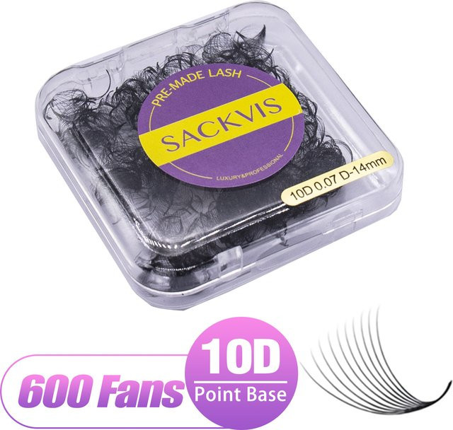 Sackvis Lashes Vorgefertigte Wimpernfächer, 600 Stück, Black, Unisex - Bild 1