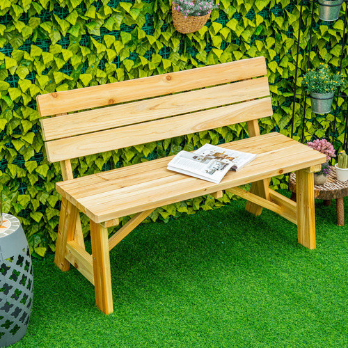 Outsunny Gartenbank aus Kiefer und Tannenholz in Natur, B/H/T: 116 x 80 x 56 cm - Bild 3