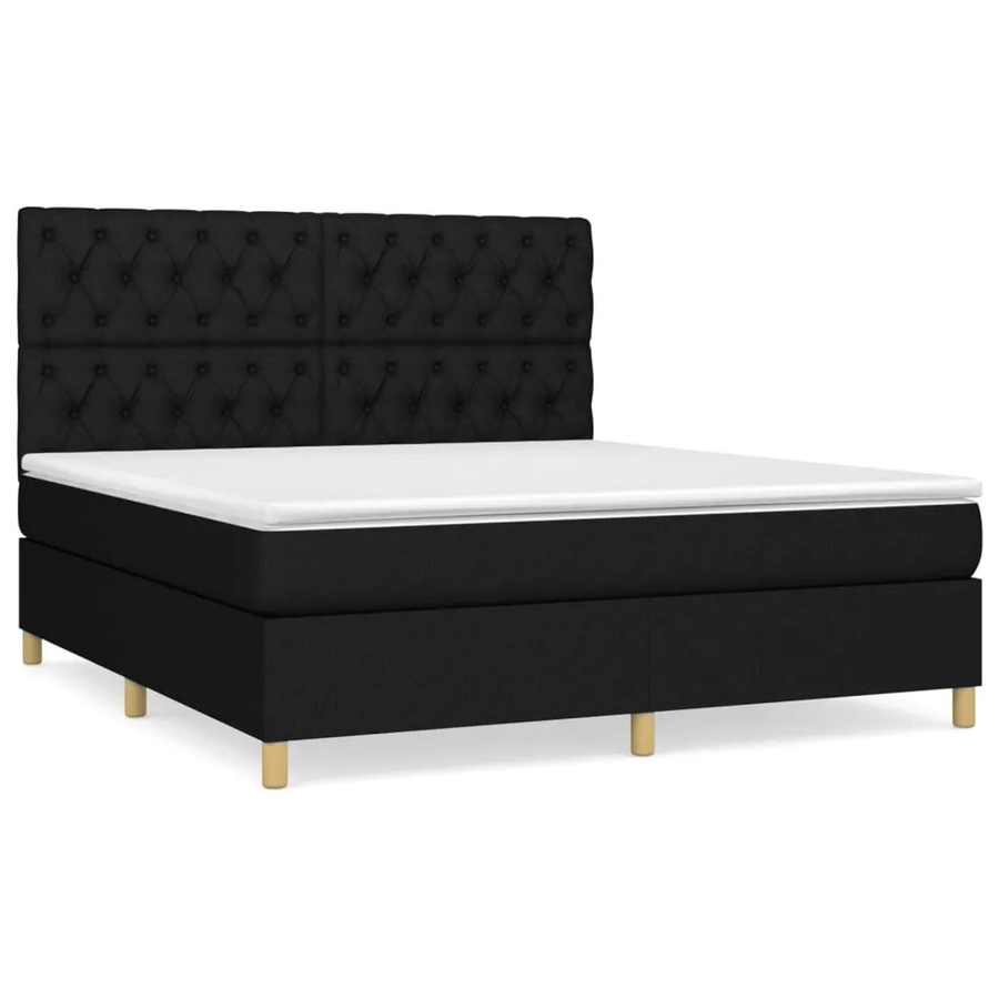 vidaXL Boxspringbett Hybrid mit Matratze und Taschenfederkern, Schwarz, B/T: 160 x 200 cm - Bild 2