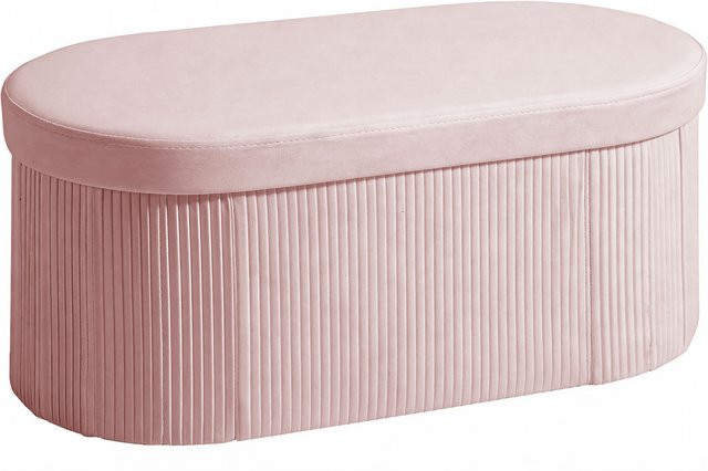 Aosom Aufbewahrungs-Pouf aus Samt in Rosa, faltbare Aufbewahrungsbank mit 72 L Volumen, B/T/H: 76 x 38 x 35 cm - Bild 1