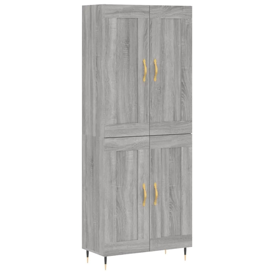 vidaXL Highboard Grau Sonoma aus Holzwerkstoff und Metall, B/T/H: 69,5 x 34,0 x 180,0 cm - Bild 2