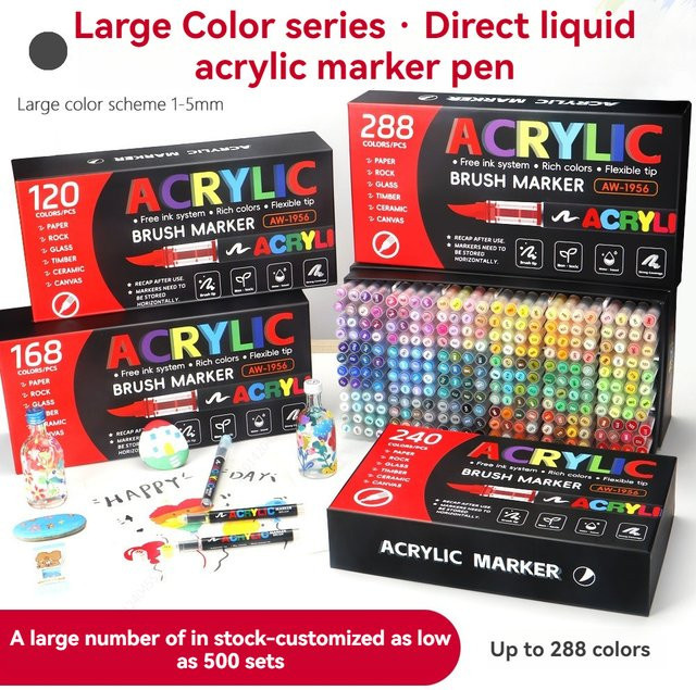 Haile Acrylmarker Set mit Pinselspitze in Multicolour für DIY Handwerk auf Stein Holz und Leinwand - Bild 1