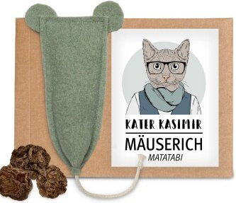 Kater Kasimir Mäuserich, Die XL Spielmaus, handgenäht aus echtem Wollfilz mit Matatabi-Früchten - Bild 1
