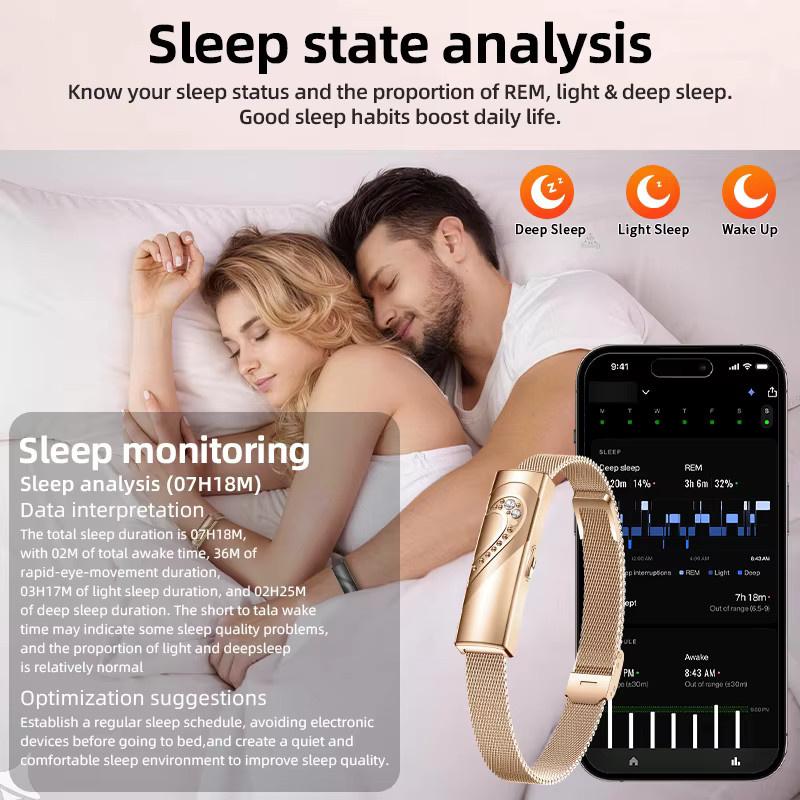LIGE Sport-Fitness-Tracker Smart-Armband für Paare in Gold, Wasserdichtes Unisex Smartwatch mit Gesundheitsmonitor - Bild 4
