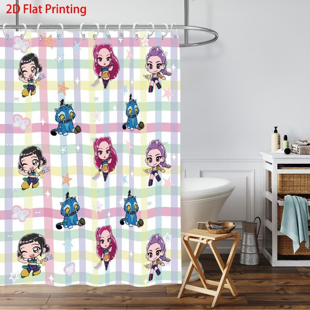 Wasserdichter Duschvorhang K-Pop Dämonenjäger mit 12 Haken, B/H: 90 x 180 cm, Multicolor - Bild 1