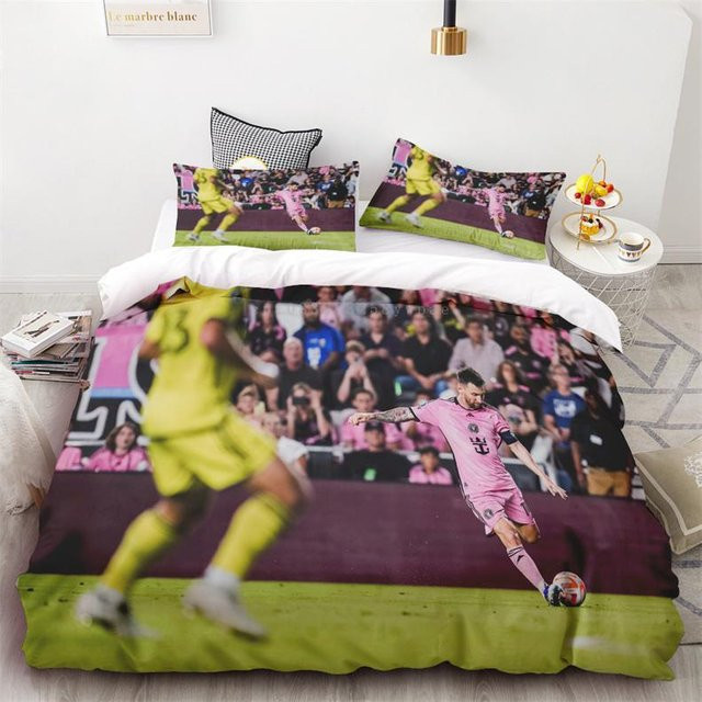 Bettwäscheset Fußballstar Messi Aufdruck aus Polyester, weich und bequem, 3-teilig, B/H: 200 x 200 cm - Bild 1