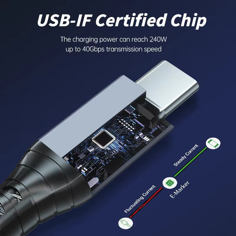 BSN USB4-Kabel in Grau mit 40 Gbit/s Datenübertragung, 240 W Schnellladung und Unterstützung für 8K, 6K sowie Dual 4K Video, kompatibel mit Thunderbolt 3/4, Laptop, Mac Studio und Hub - Bild 4