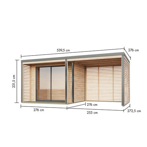 Karibu Gartenhaus Abelbeck in Braun mit B/H/T: 276 x 231,5 x 276 cm - Bild 2