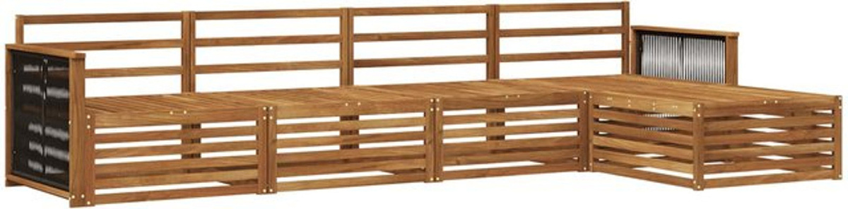 vidaXL Outdoor-Sofagarnitur aus Massivholz Akazie in Braun, 5-teiliges Loungemöbel-Set im modernen und minimalistischen Design - Bild 1