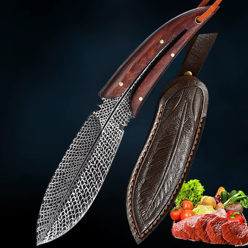 WXCOO Edelstahl Küchenmesser aus Edelstahl und Holz zum Schneiden von Fleisch, Knochen und Obst - Bild 7