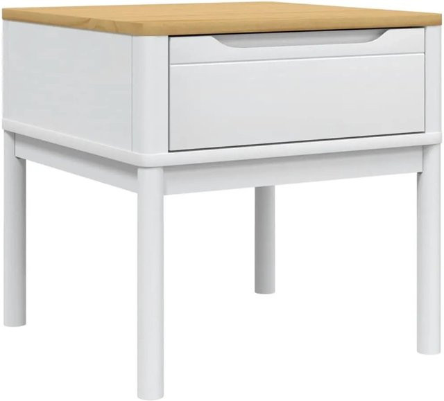 vidaXL Lampentisch FLORO aus Massivholz Kiefer in Weiß, B/T/H: 55 x 55 x 54 cm - Bild 1