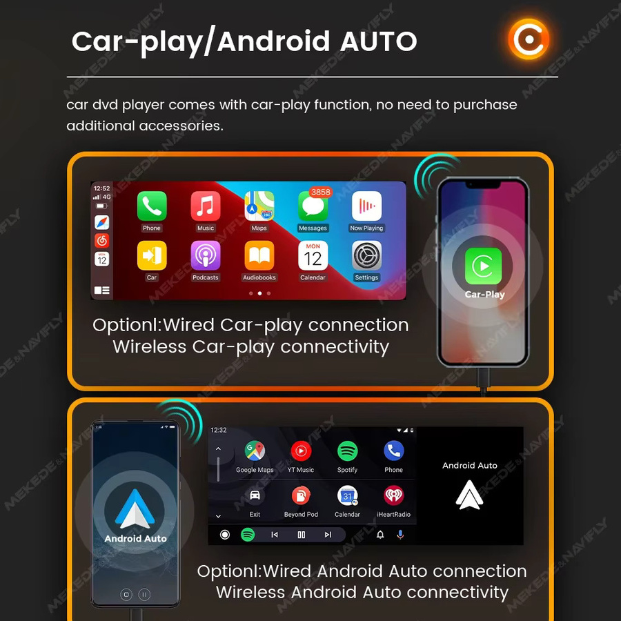 AUTOSHARK 1 DIN MP5 Universal Autoradio mit Touchscreen Multimedia-Player, Carplay und Android Auto, Navigation, USB-C, Schwarz - Bild 2