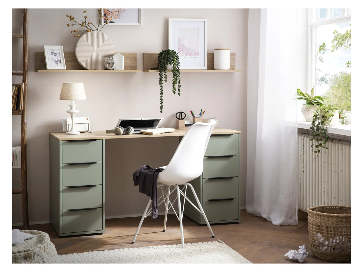 SCHILDMEYER Schreibtisch Elma in Pistazie, Landhaus-Design mit Doppelunterschrank, B/T/H: 120 x 55,5 x 73,1 cm - Bild 2