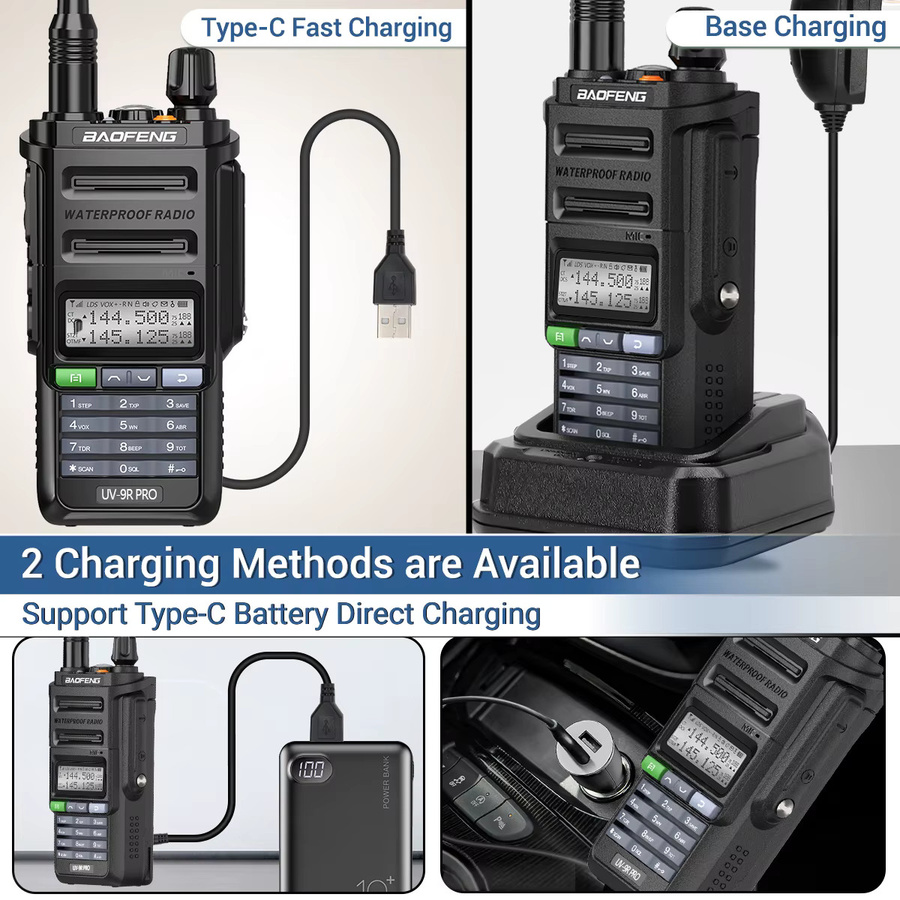 Baofeng UV-9R PRO Air Band Walkie Talkie IP68 Wasserdicht in Schwarz - Bild 5