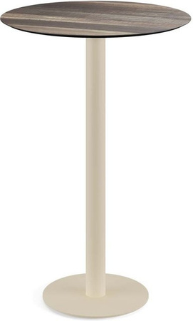 Feros Urban Stehtisch Sand mit runder HPL Platte, Farbe: Sand/Hellbraun, Höhe: 109,2 cm, Durchmesser: 70 cm