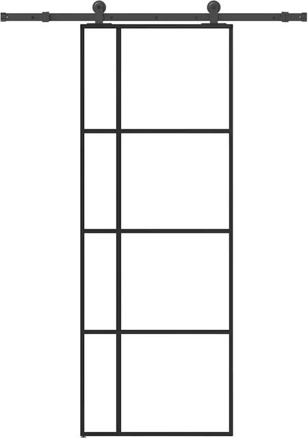 vidaXL Schiebetür aus ESG-Glas und Aluminium in Schwarz und Transparent, B: 76 cm, H: 205 cm - Bild 1