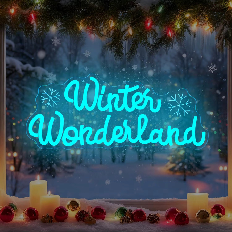 Winter Wonderland Weihnachts-Neonschild zur Wanddekoration mit dimmbarer Funktion für Schlafzimmer und Partys - Bild 4
