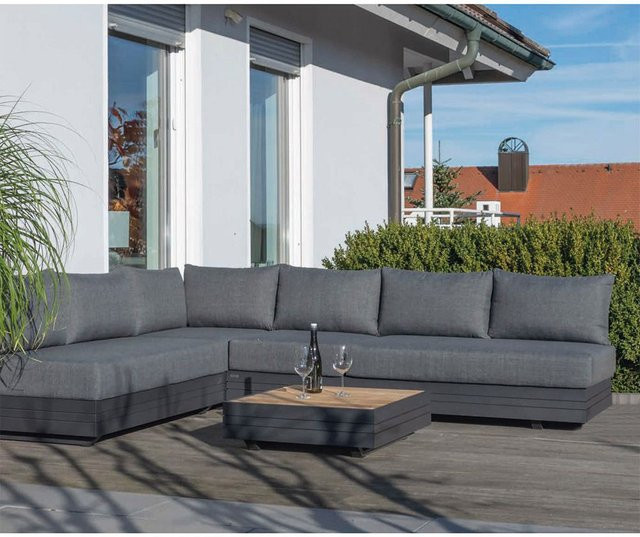 Zebra Cubo Neo 4-tlg. Loungeset aus Aluminium in Graphit mit wasserdichten Kissen in Sutton Grey - Bild 1