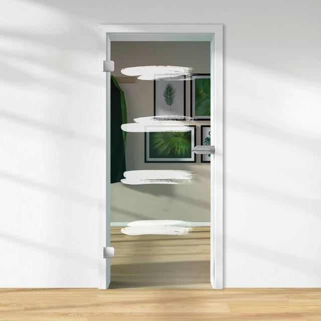 Skyscope Glasdrehtür ESG Floatglas mit Dekor Siebdruck, Transparent, DIN Links, H x B x T: 197,2 x 83,4 x 0,8 cm - Bild 1
