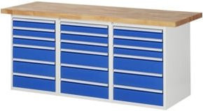 Rau Werkbank 7515A4 in Blau mit 18 Schubladen, B: 200 cm, T: 70 cm, H: 84 cm - Bild 1