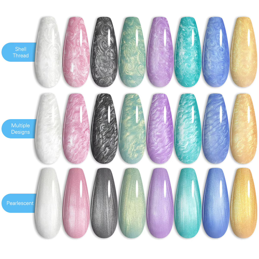 Aurora Shell Mica Mermaid Line Gel-Nagellack, Himmelblau, Schimmernd, 7 ml - Bild 2