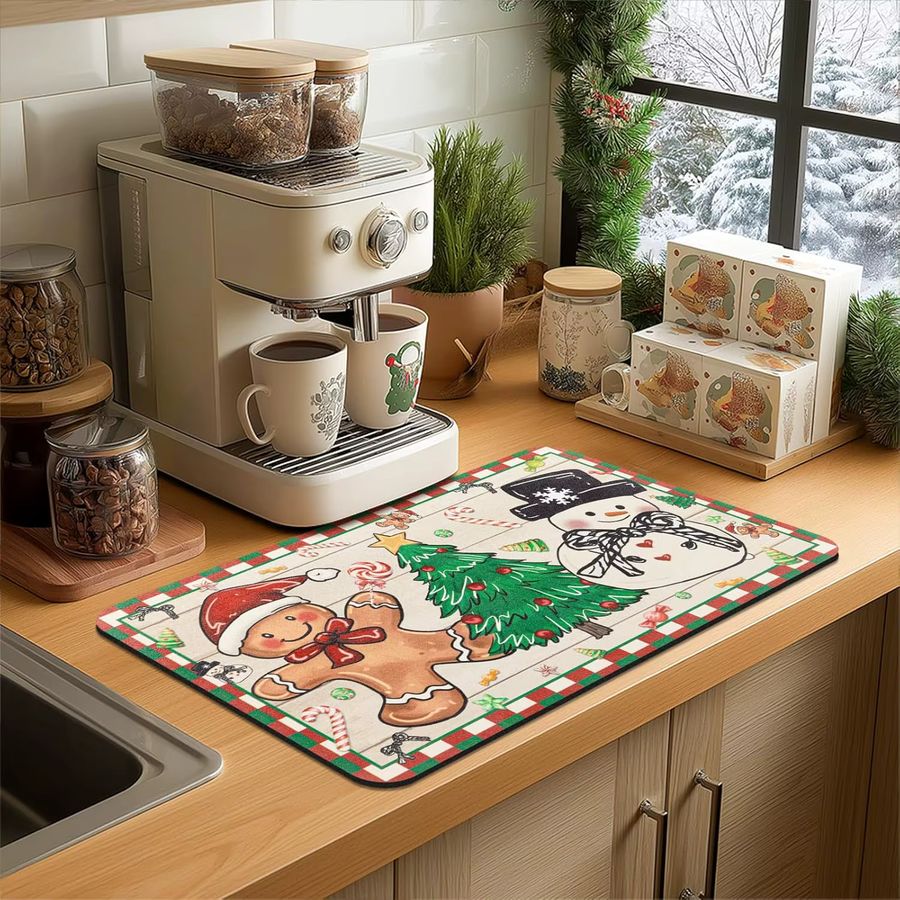 VIKAMA Christmas Gingerbread Man Abtropfmatte für die Küche und als Tischdekoration - Bild 4