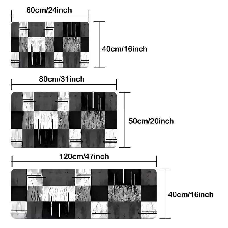 VIKAMA Küchenbodenmatte im Checkerboard-Design, schwarz-weiß, rutschfest und waschbar - Bild 5